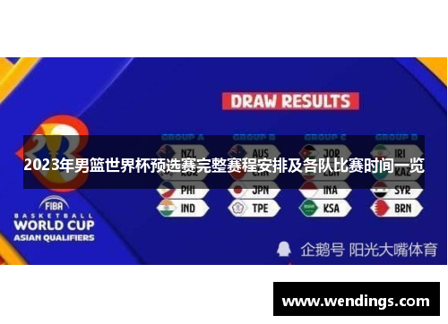 2023年男篮世界杯预选赛完整赛程安排及各队比赛时间一览