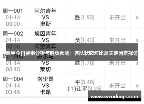 意甲今日赛事分析与胜负预测：各队状态对比及关键因素探讨